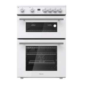 3- Hisense HDE3211BWUK 60cm Electric Cooker with Ceramic Hob White A Rated Double Oven – White Warming