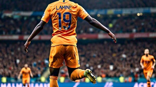 Lamine Yamal celebrating his goal